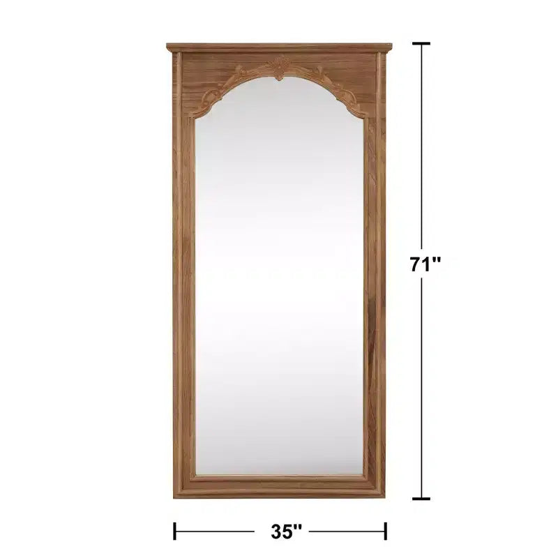 Miroir mural en bois massif pleine longueur avec détails sculptés 180x90cm