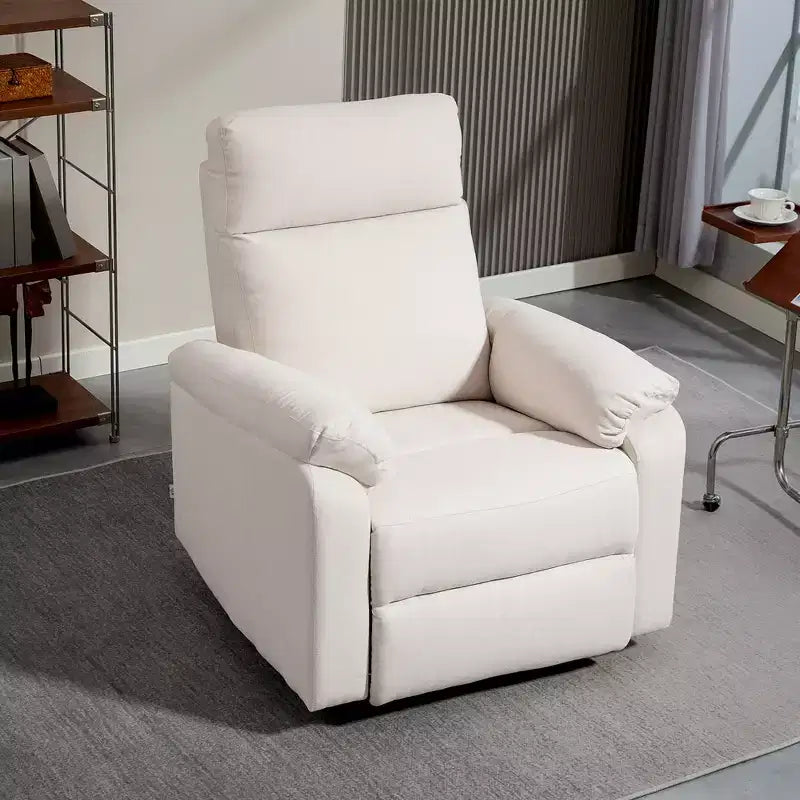 Fauteuil inclinable pivotant et berçant en tissu avec ressorts ensachés et repose-pieds