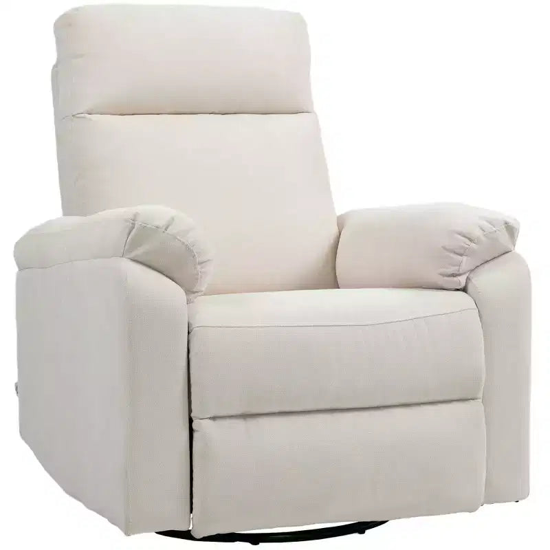 Fauteuil inclinable pivotant et berçant en tissu avec ressorts ensachés et repose-pieds