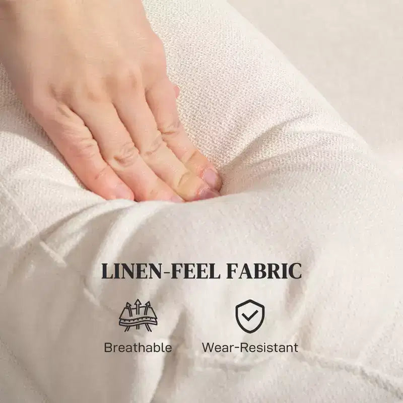 Fauteuil inclinable pivotant et berçant en tissu avec ressorts ensachés et repose-pieds