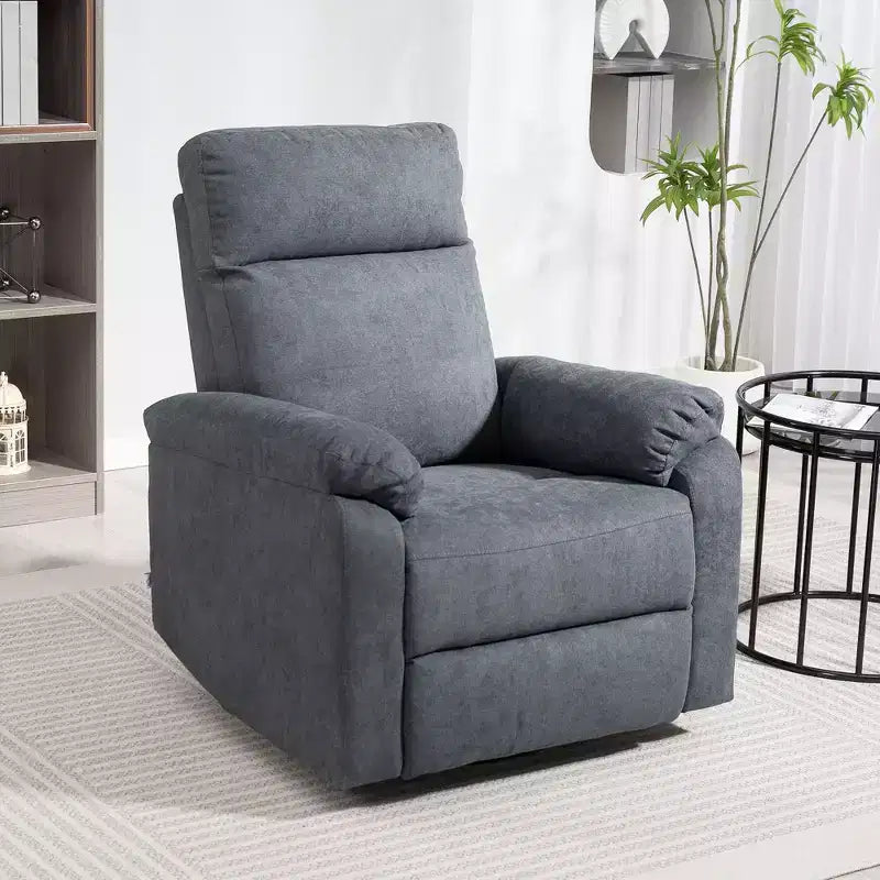 Fauteuil inclinable pivotant et berçant en tissu avec ressorts ensachés et repose-pieds