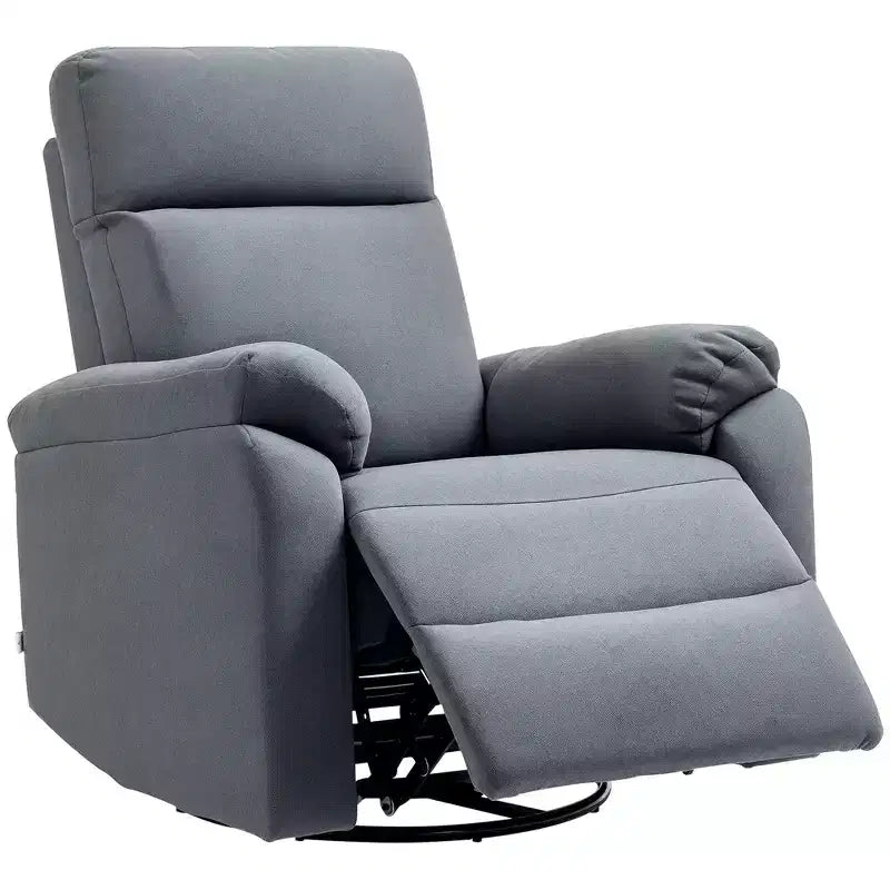 Fauteuil inclinable pivotant et berçant en tissu avec ressorts ensachés et repose-pieds