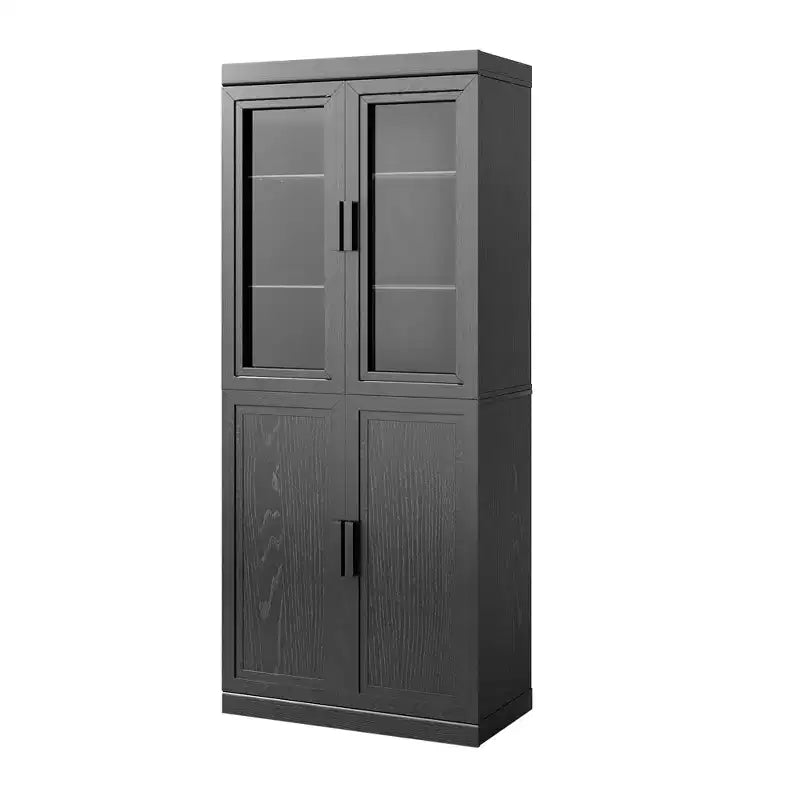 Grand meuble de rangement de garde-manger avec portes vitrées pour cuisine et salle à manger