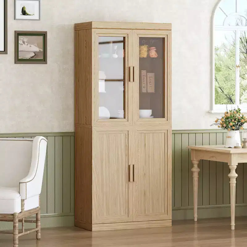 Grand meuble de rangement de garde-manger avec portes vitrées pour cuisine et salle à manger