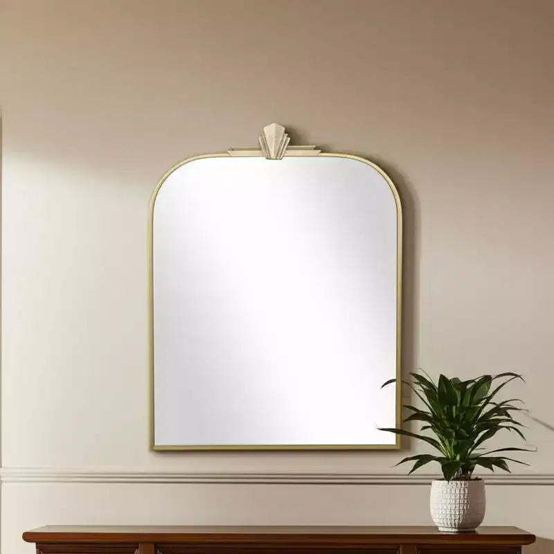 Miroir d'appoint arche en métal Art Déco 79 cm, doré