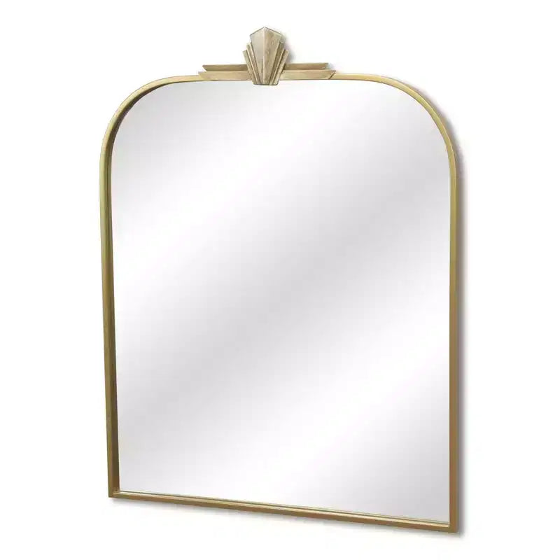 Miroir d'appoint arche en métal Art Déco 79 cm, doré