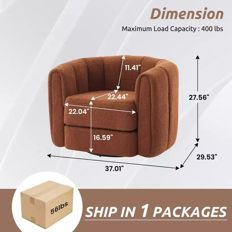 Fauteuil pivotant d'appoint rembourré avec base en bois
