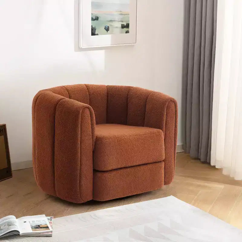 Fauteuil pivotant d'appoint rembourré avec base en bois