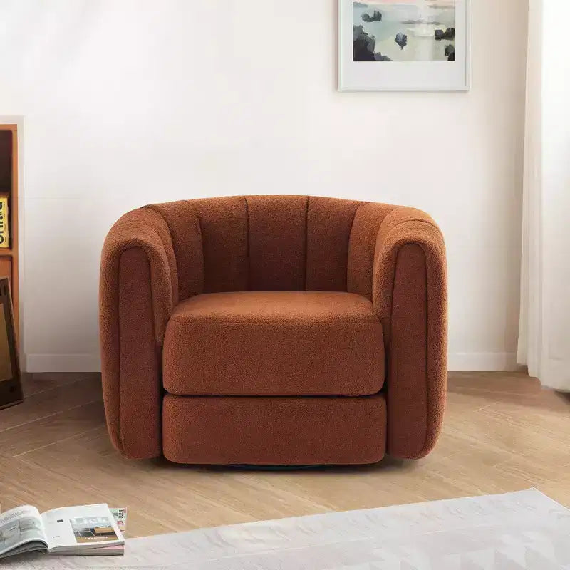 Fauteuil pivotant d'appoint rembourré avec base en bois