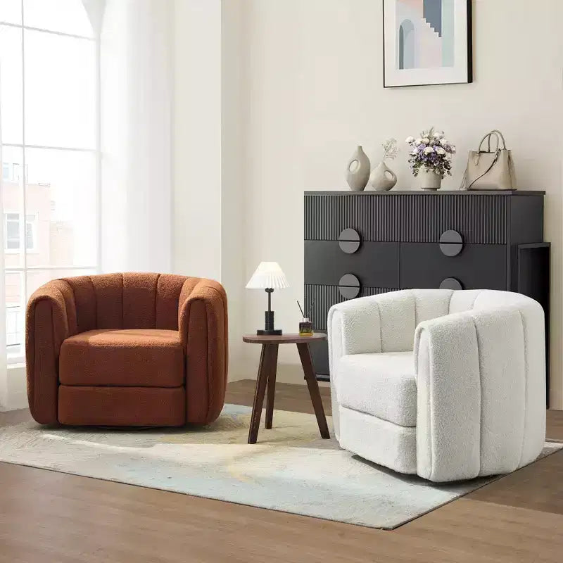 Fauteuil pivotant d'appoint rembourré avec base en bois