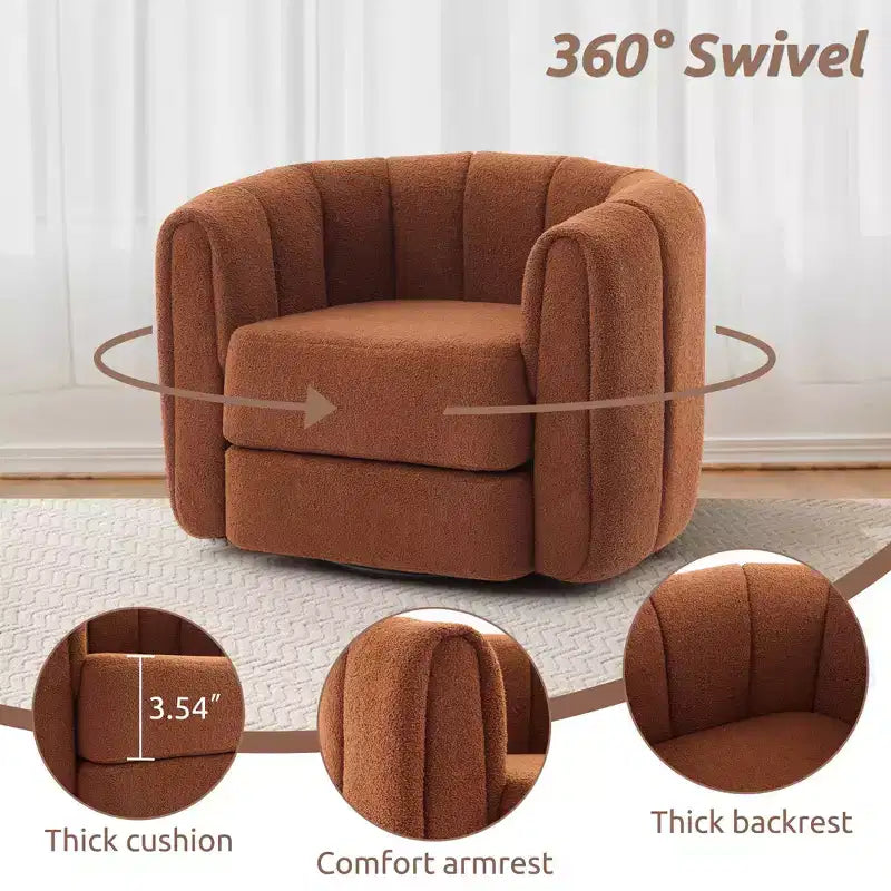Fauteuil pivotant d'appoint rembourré avec base en bois