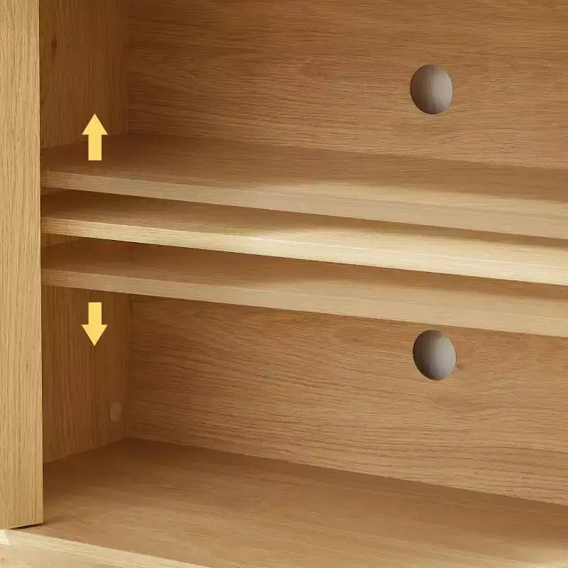 Bahut en bois et rotin ondulé avec coins arrondis