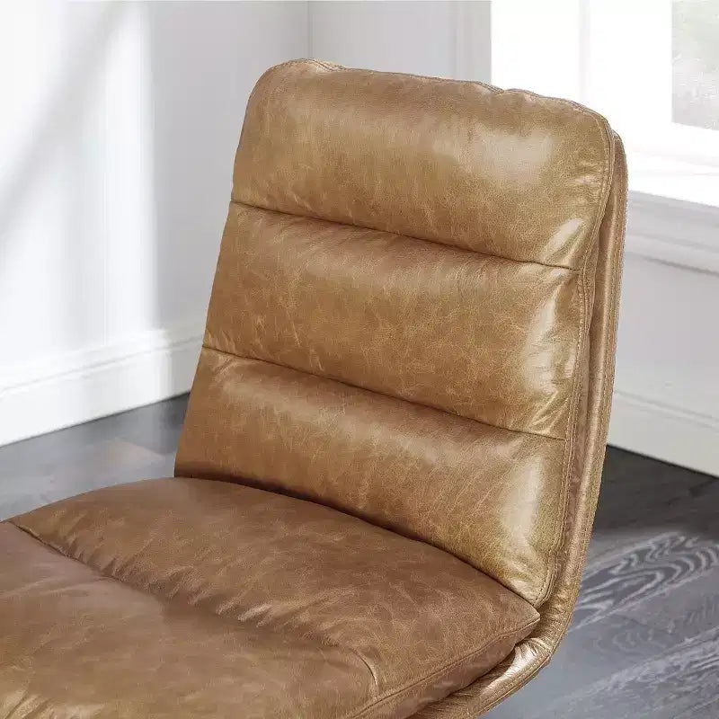 Chaise de bureau pivotante réglable en cuir véritable