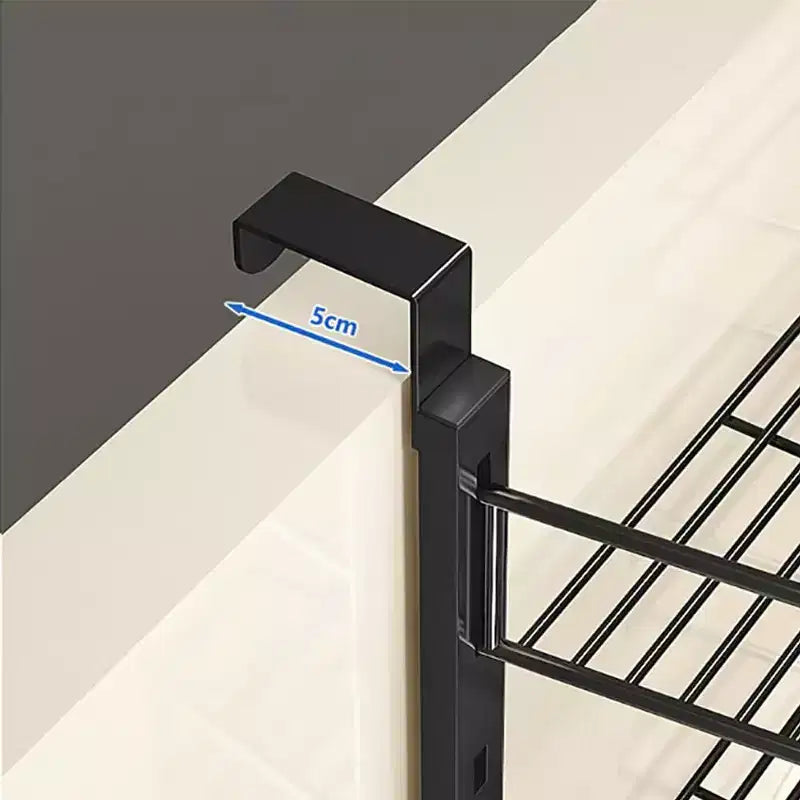 Étagère de rangement de garde-manger à 6 niveaux en acier au carbone à suspendre à la porte, noir
