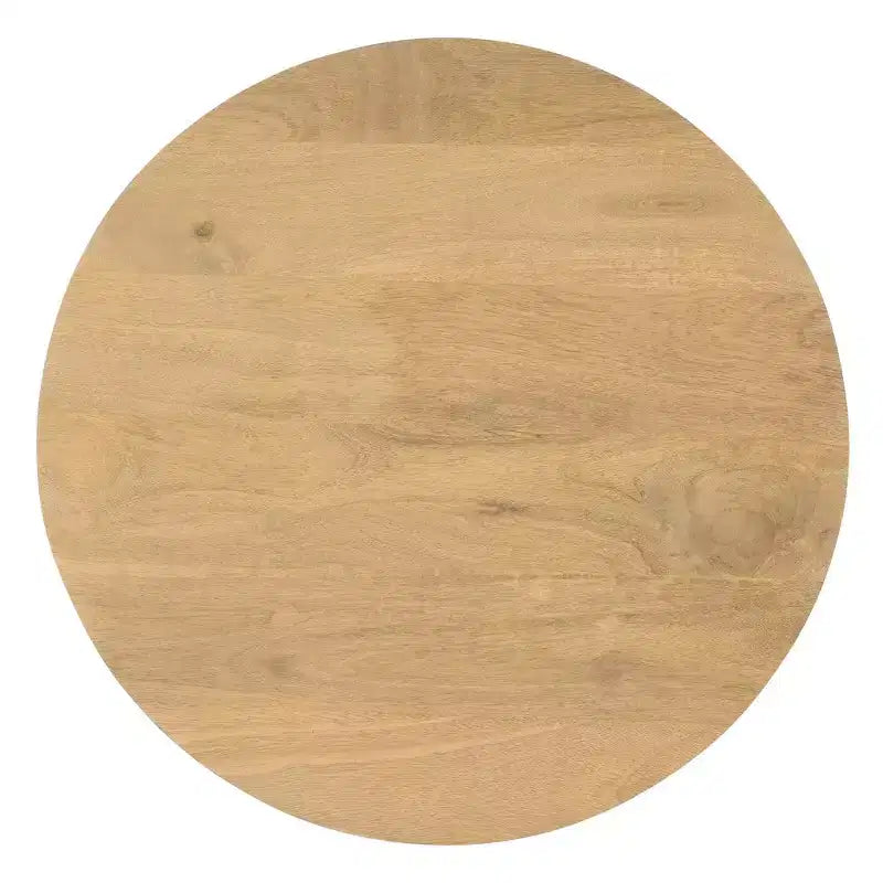 Bout de canapé rond en bois de manguier avec base cannelée 50 cm