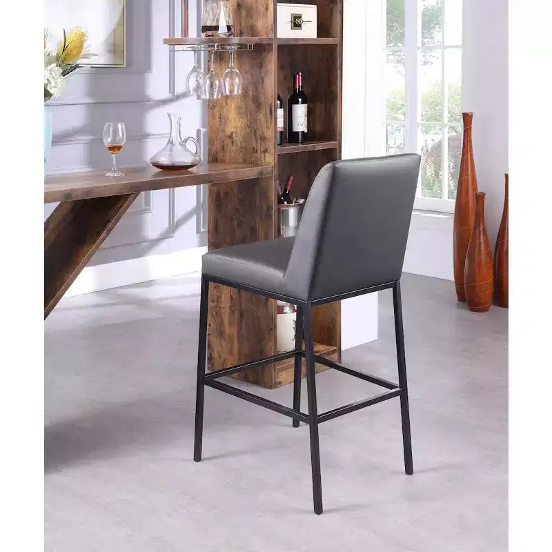 Tabouret d'appoint en similicuir vegan, gris, lot de 2
