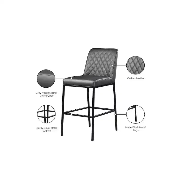 Tabouret d'appoint en similicuir vegan, gris, lot de 2