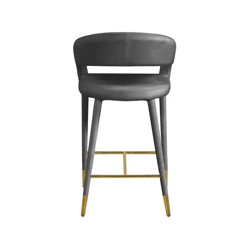 Tabouret d'appoint rembourré en velours, Gris