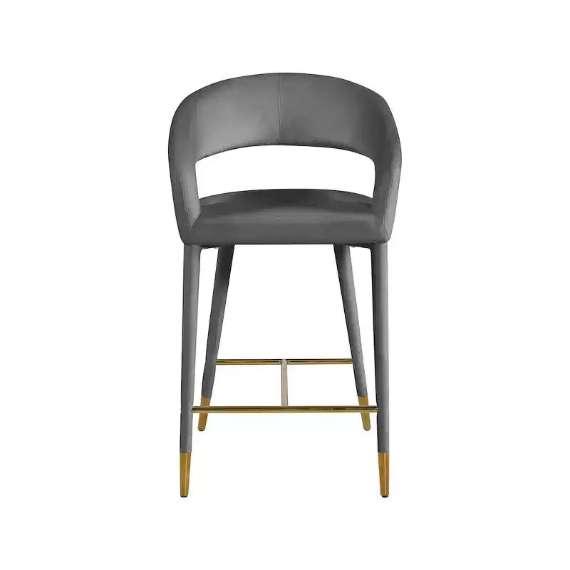 Tabouret d'appoint rembourré en velours, Gris
