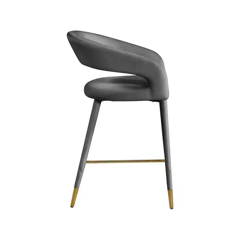 Tabouret d'appoint rembourré en velours, Gris