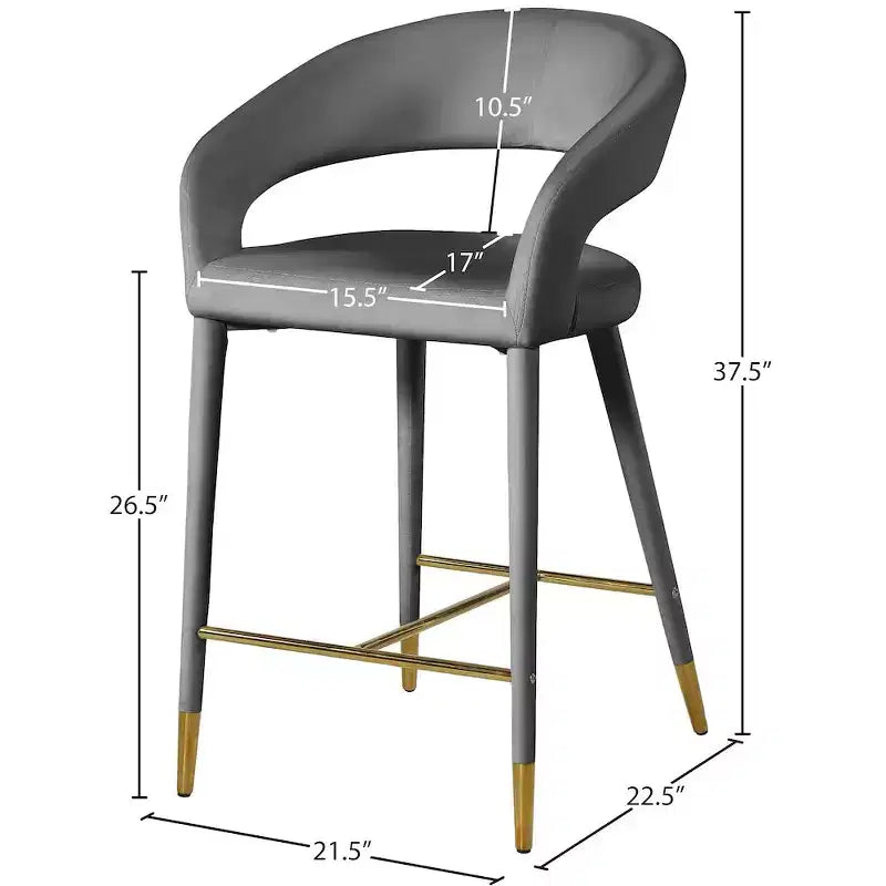 Tabouret d'appoint rembourré en velours, Gris