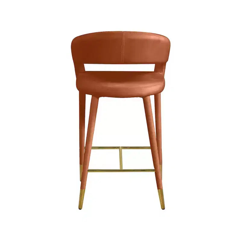 Tabouret d'appoint rembourré en velours, Cognac