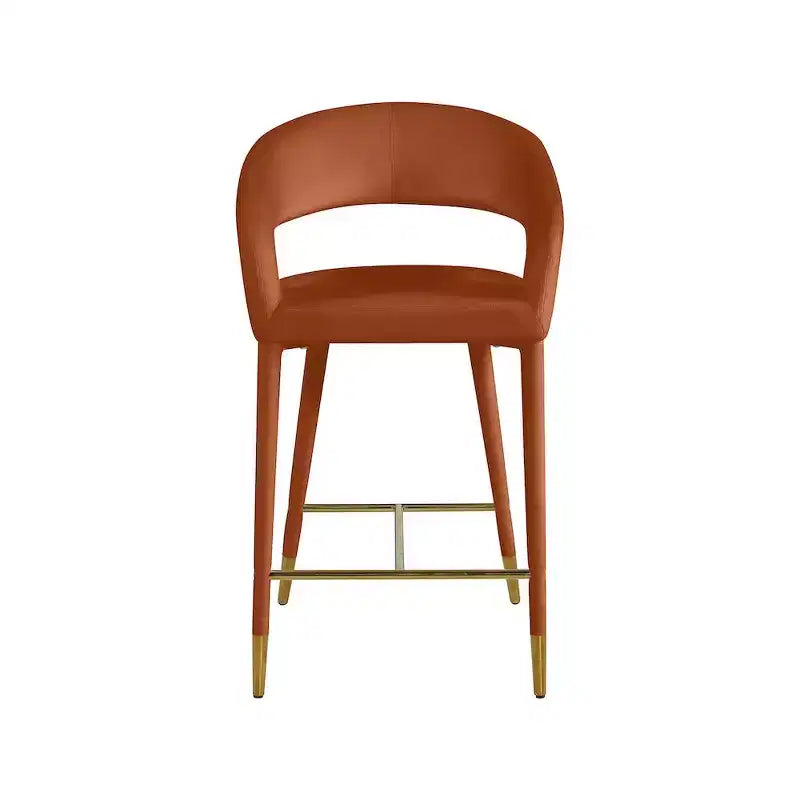 Tabouret d'appoint rembourré en velours, Cognac