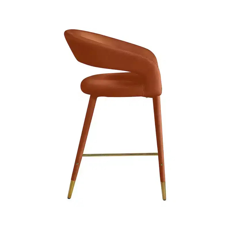 Tabouret d'appoint rembourré en velours, Cognac