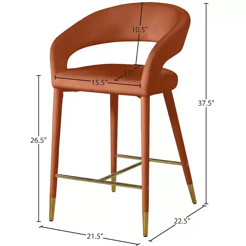 Tabouret d'appoint rembourré en velours, Cognac