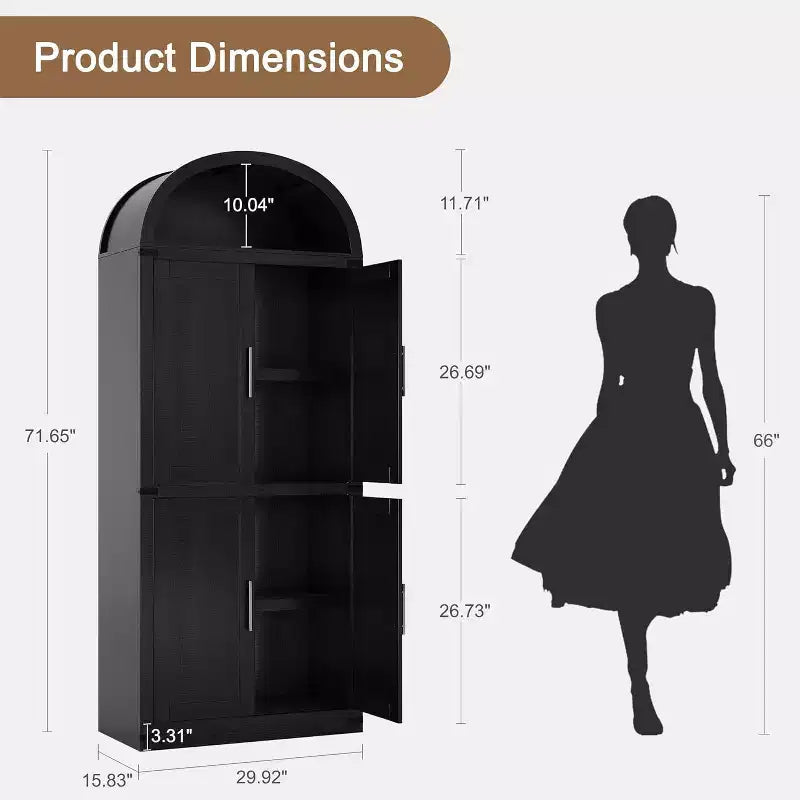 Étagère arquée en MDF avec 4 portes et étagère ouverte 183 cm