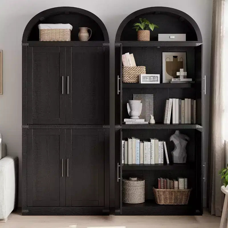 Étagère arquée en MDF avec 4 portes et étagère ouverte 183 cm