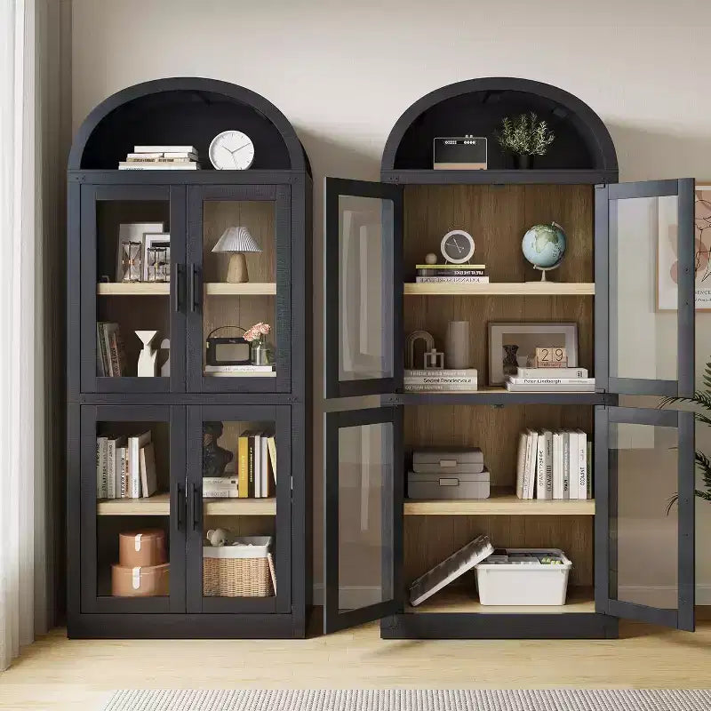 Étagère arquée en MDF avec 4 portes et étagère ouverte 183 cm