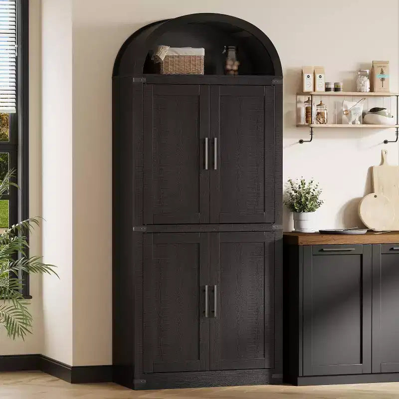 Étagère arquée en MDF avec 4 portes et étagère ouverte 183 cm