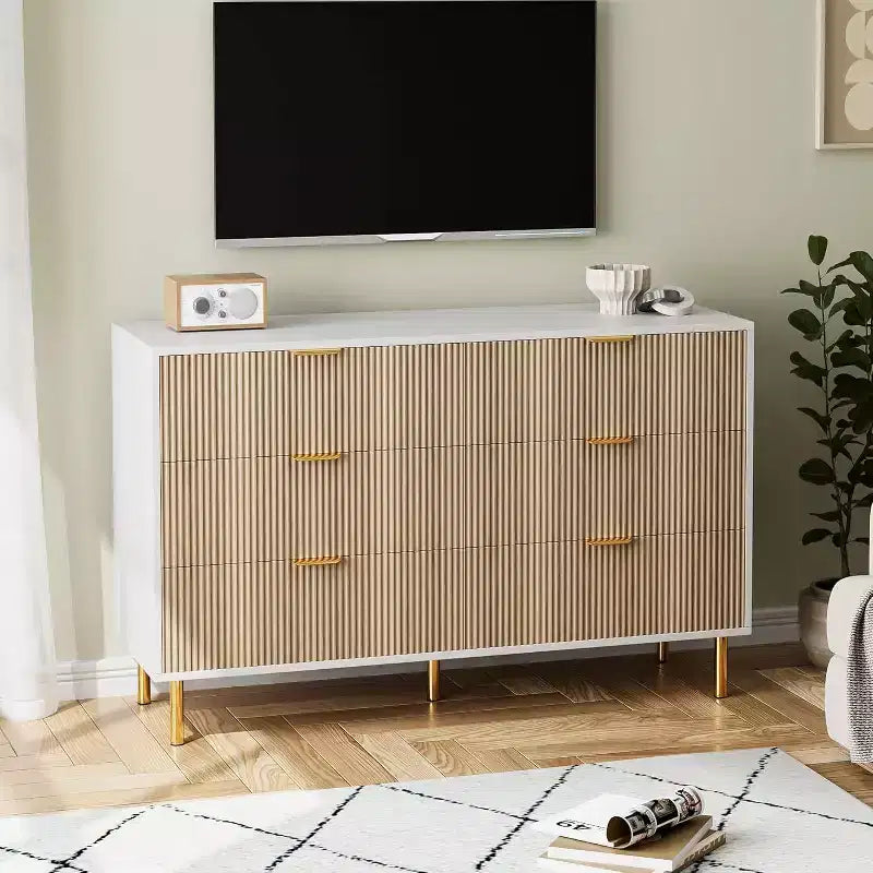 Meuble TV en panneaux de particules avec placard de rangement, pour téléviseurs jusqu'à 75''