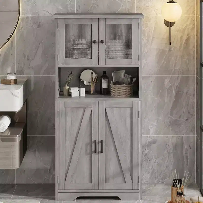 Meuble de rangement pour chaussures en bois avec 3 portes de grange 111 cm