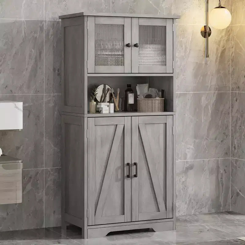 Meuble de rangement pour chaussures en bois avec 3 portes de grange 111 cm