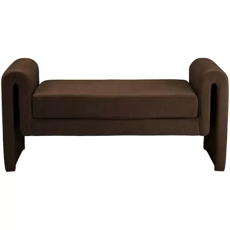 Banc rembourré en bois et tissu bouclé 77,5 po