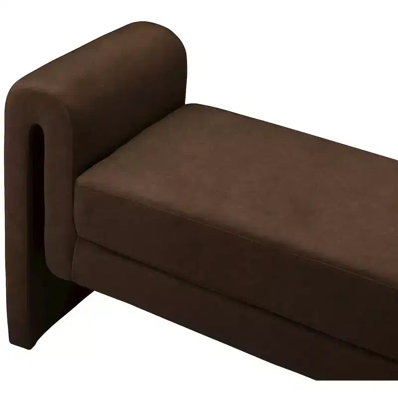 Banc rembourré en bois et tissu bouclé 77,5 po