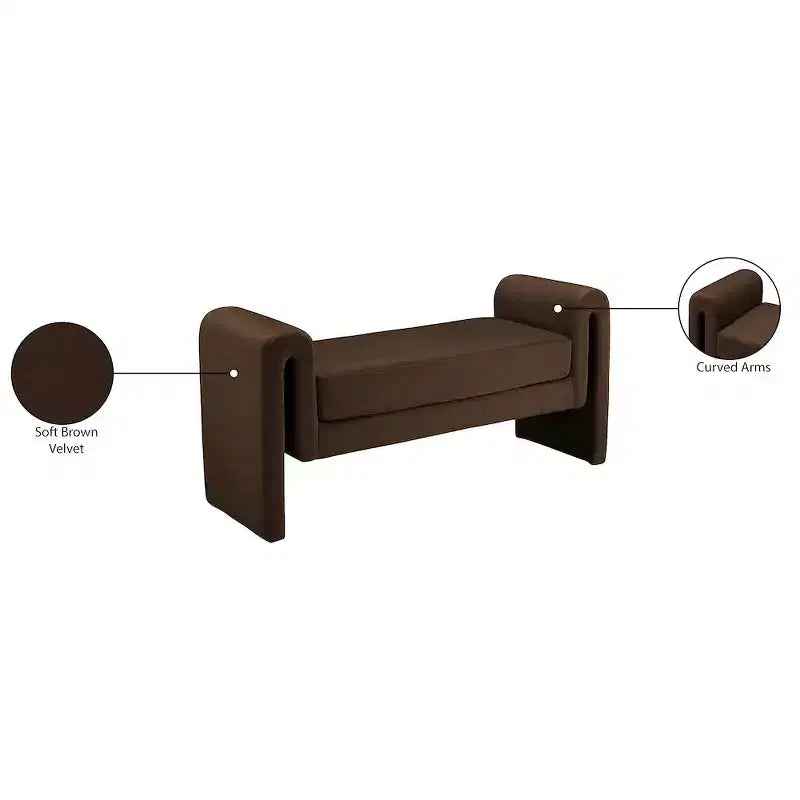 Banc rembourré en bois et tissu bouclé 77,5 po