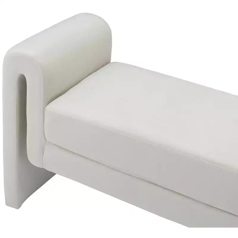 Banc rembourré en bois et tissu bouclé 77,5 po