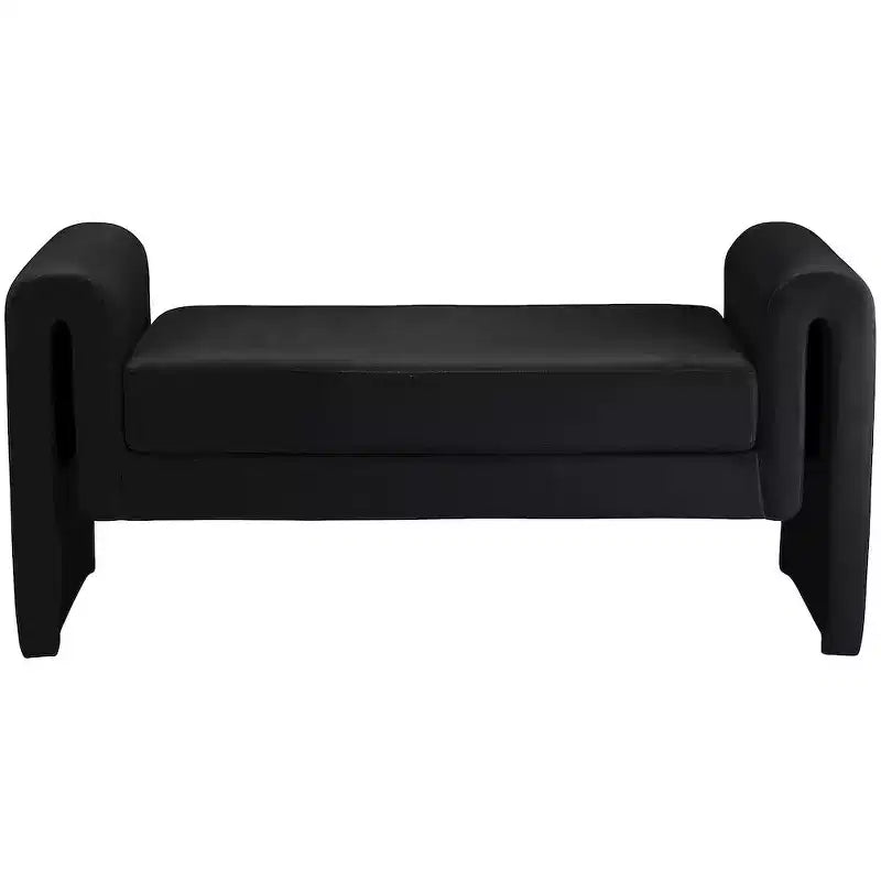 Banc rembourré en bois et tissu bouclé 77,5 po