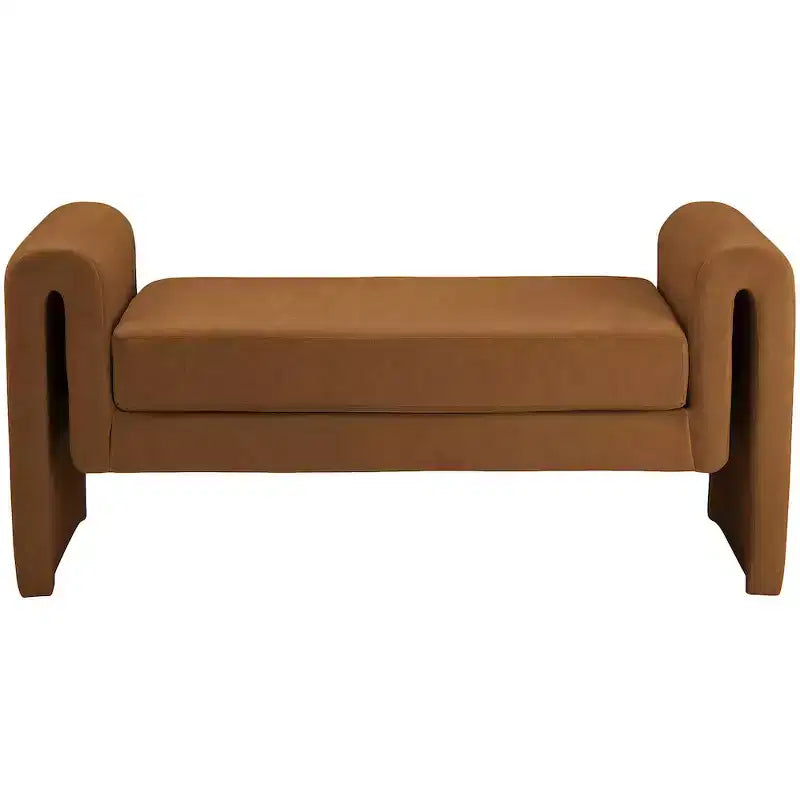 Banc rembourré en bois et tissu bouclé 77,5 po