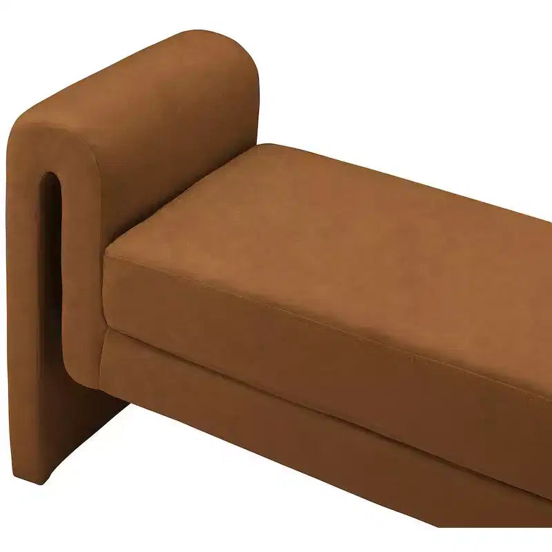 Banc rembourré en bois et tissu bouclé 77,5 po