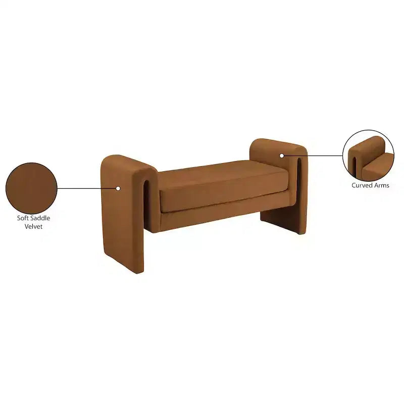 Banc rembourré en bois et tissu bouclé 77,5 po