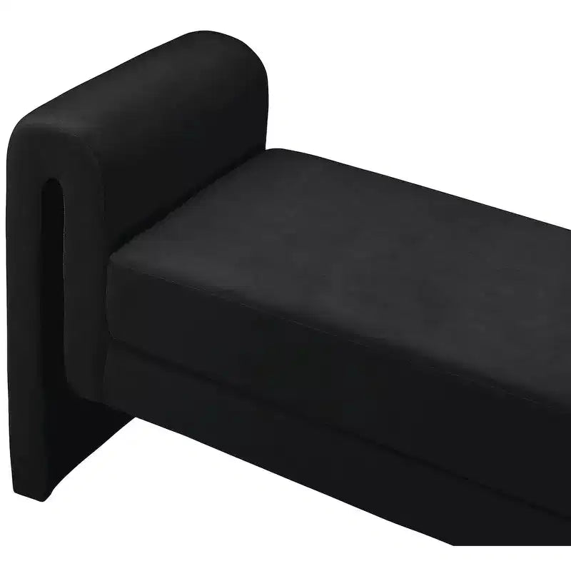 Banc rembourré en bois et tissu bouclé 77,5 po