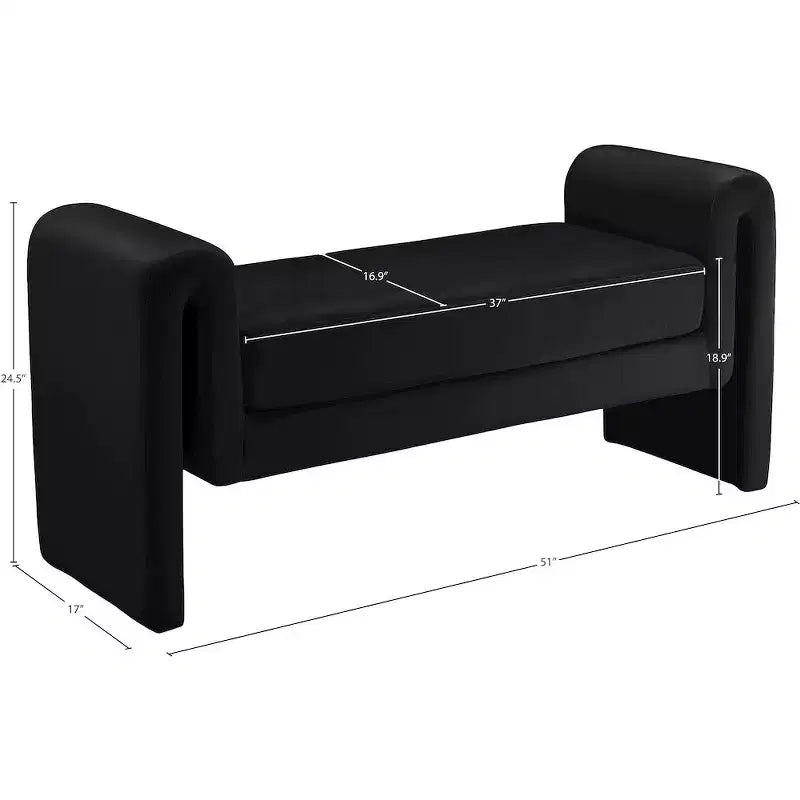 Banc rembourré en bois et tissu bouclé 77,5 po