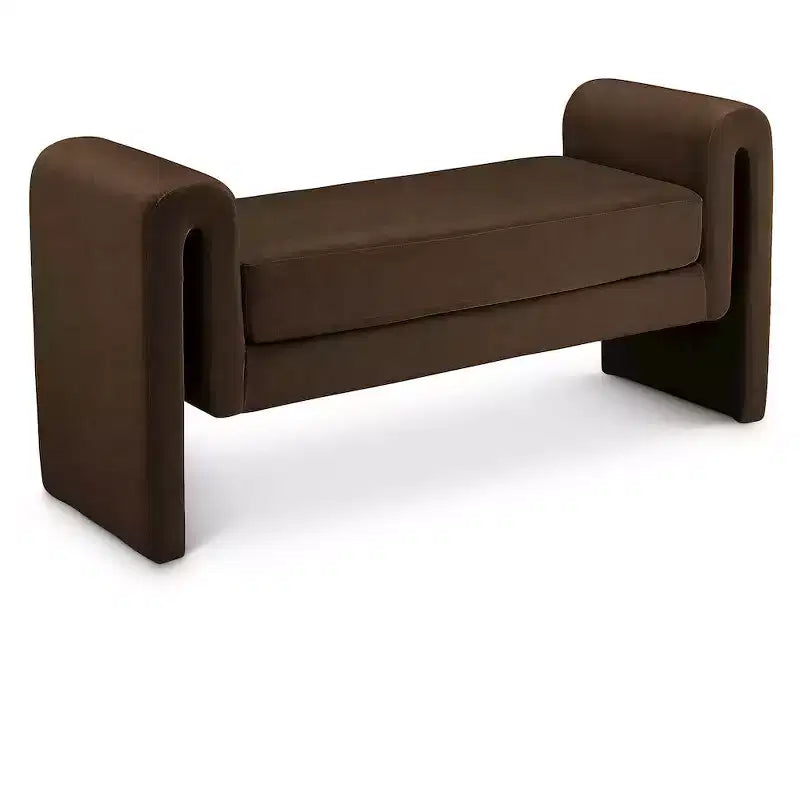 Banc rembourré en bois et tissu bouclé 77,5 po