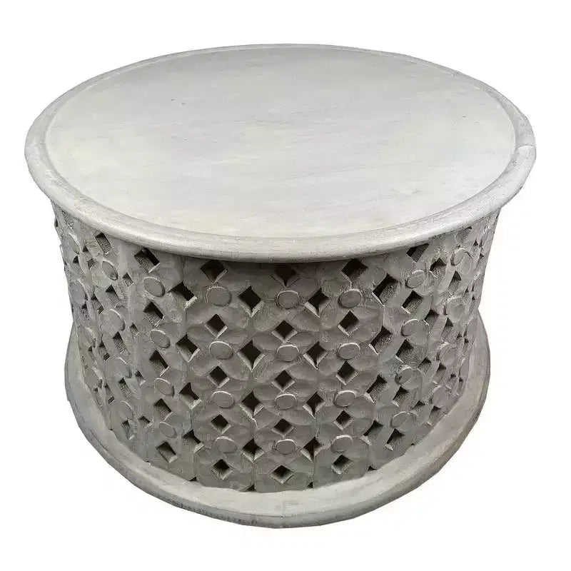 Table basse ronde en bois de manguier 28 po