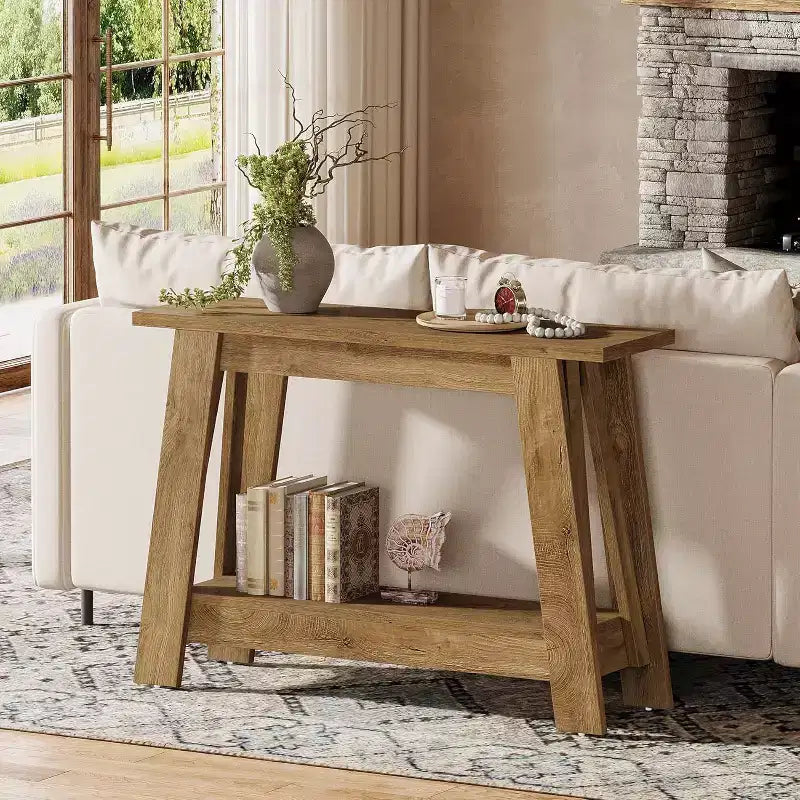 Console 2 niveaux en bois 105 cm