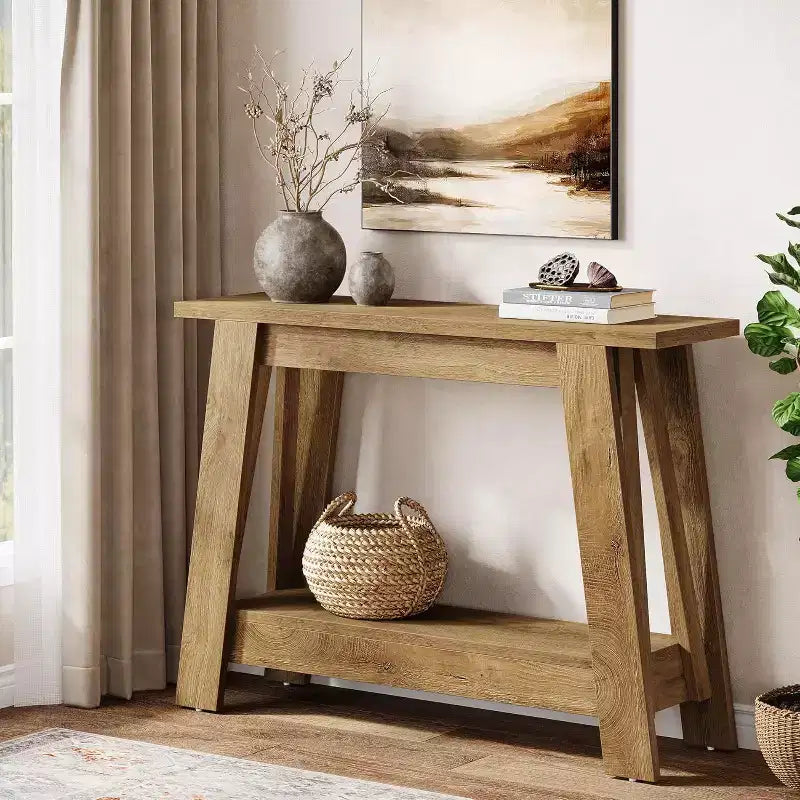 Console 2 niveaux en bois 105 cm